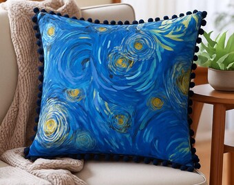 Handmade Starry Sky Throw Pillow Cover - Designer Decor Fabric