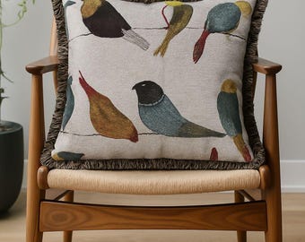 Handmade Bird Pillow Cover: Ohio Studio Boho Decor