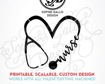 Nurse Love Stethoscope SVG DXF PNG digital download files for Silhouette Cricut vector clipart graphic Vinyl Cutting Machine Screen Printing
