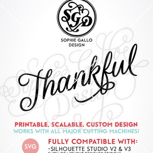 Thankful Script SVG DXF PNG Instant Digital Download Files - Etsy