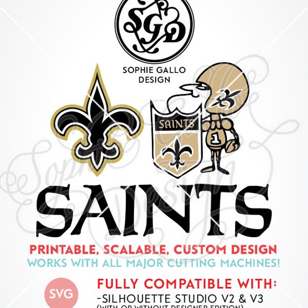 Saints Football Logos SVG DXF PNG fichier de téléchargement numérique Silhouette Cricut vector clipart graphiques Vinyl Cutting Machine Impression