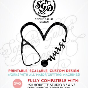 Nurse Love Stethoscope SVG DXF PNG Digital Download Files for - Etsy