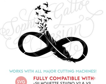 Download Feather Birds Tattoo SVG DXF & PNG digital download files ...