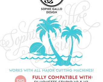 Tropical Palm Tree Island SVG DXF PNG digital download file Silhouette Cricut vector graphics Clipart Vinyl Cutting Machines Screen Printing