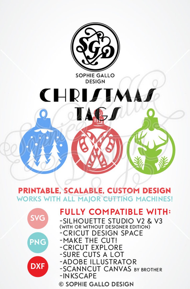 Christmas Ornament Tags SVG DXF Instant Digital Download File Etsy