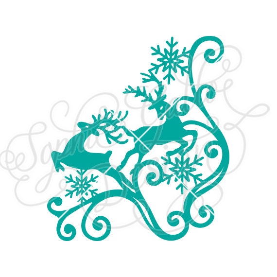 Download Christmas Deer Corner Flourish SVG DXF digital download ...