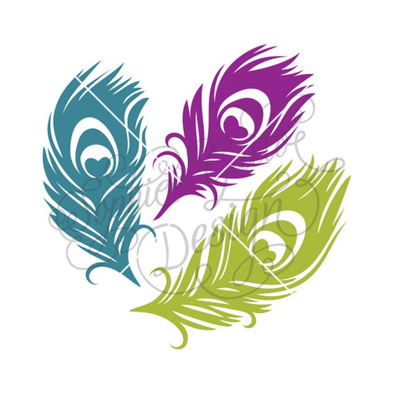 Peacock Feather Love Svg Dxf Digital Download Files For Silhouette Cricut Vector Clipart Graphics Vinyl Cutting