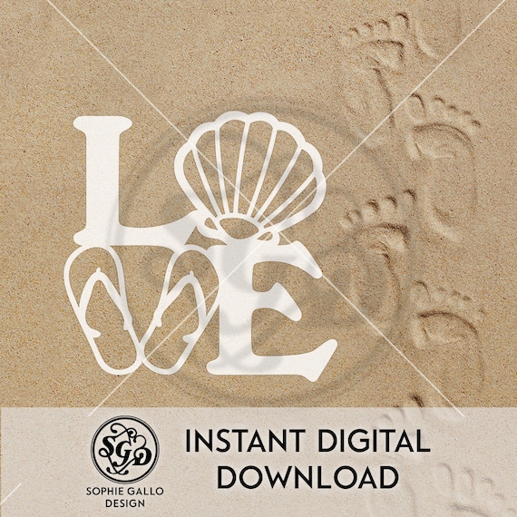 Download Love Beach Flip Flop Sandals SVG DXF & PNG digital ...