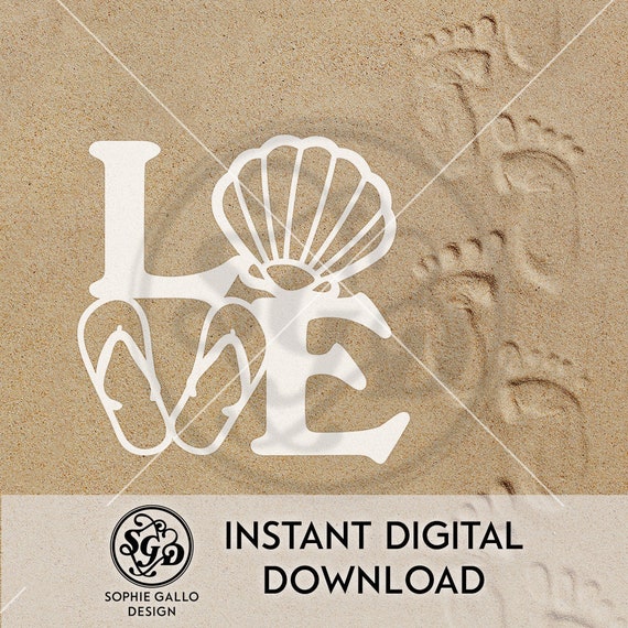 Download Love Beach Flip Flop Sandals SVG DXF & PNG digital ...