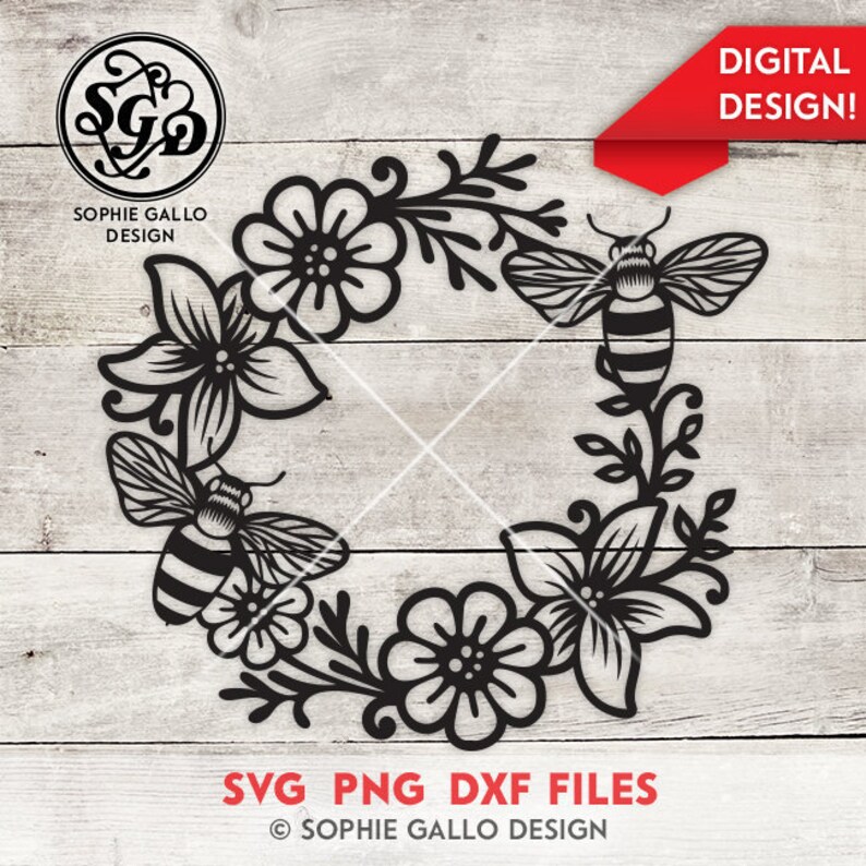 Honey Bee Garden SVG DXF & PNG Digital Download Files for Etsy