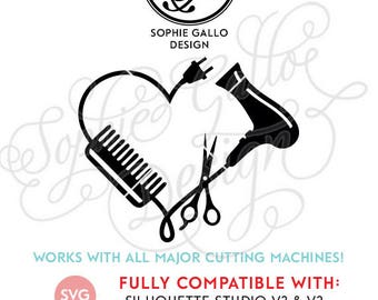 Hair Stylist Love Logo- SVG DXF PNG digital download files for Silhouette/Cricut Vinyl Cutting Machines vector clipart graphic Home Printing