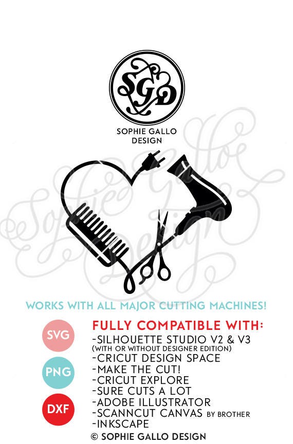 Hair Stylist Love Logo Svg Dxf Png Digital Download Files For Etsy