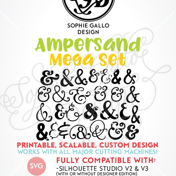 Ampersands Collection, SVG DXF PNG digital download files for Silhouette Cricut vector clipart graphic Vinyl Cutting Machine ScreenPrinting