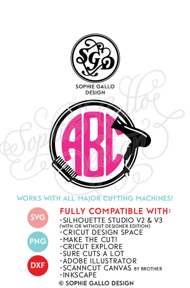 Hair Stylist Round Monogram Svg Dxf Png Digital Download File Etsy