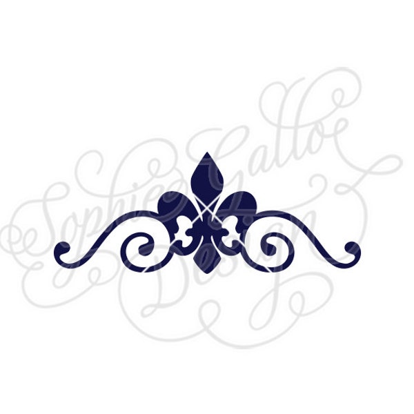 Gothic Fleur De Lis Flourish SVG, DXF, download digitale di file Silhouette, Cricut, grafica vettoriale Macchine da taglio in vinile, Serigrafia