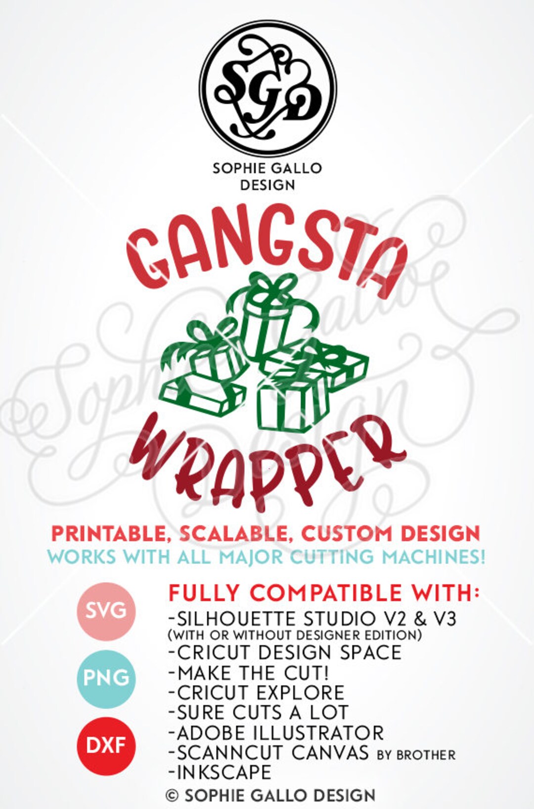 Gangsta Wrapper Christmas Quote SVG DXF PNG Digital Download - Etsy