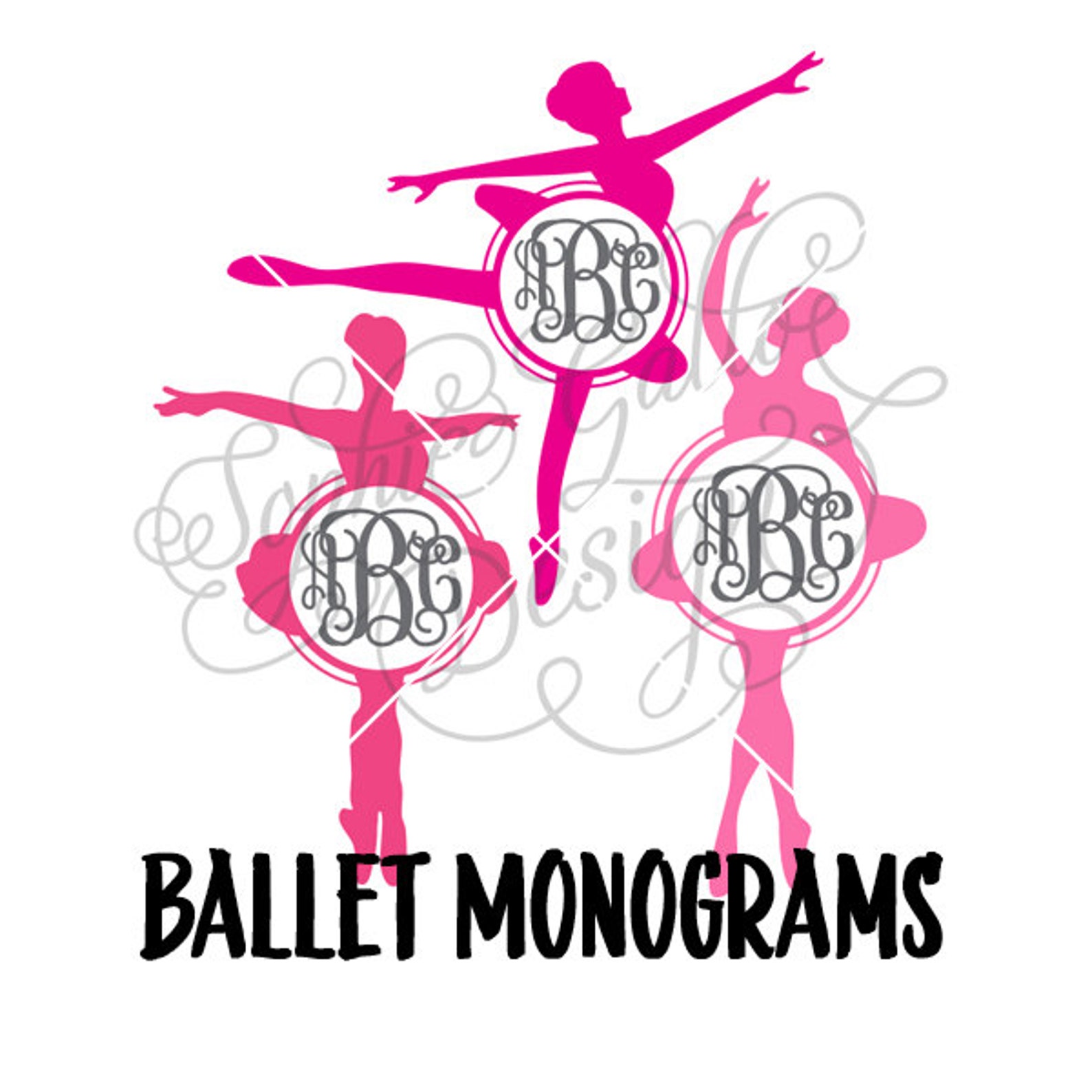 ballet monograms svg dxf digital download files for silhouette cricut vector clip art graphics vinyl cutting machine, screen pri