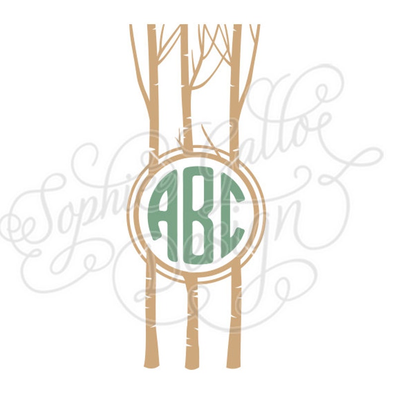 Download Birch Tree Round Monogram Frame SVG DXF digital download ...