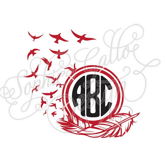 Download Bird Feather Monogram SVG DXF & PNG digital download files ...