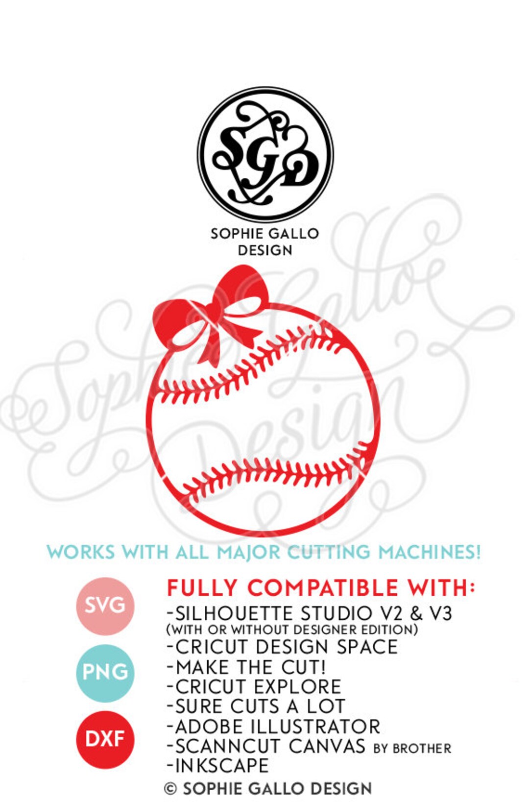 Baseball Bow SVG DXF PNG Digital Download Files for Silhouette Etsy