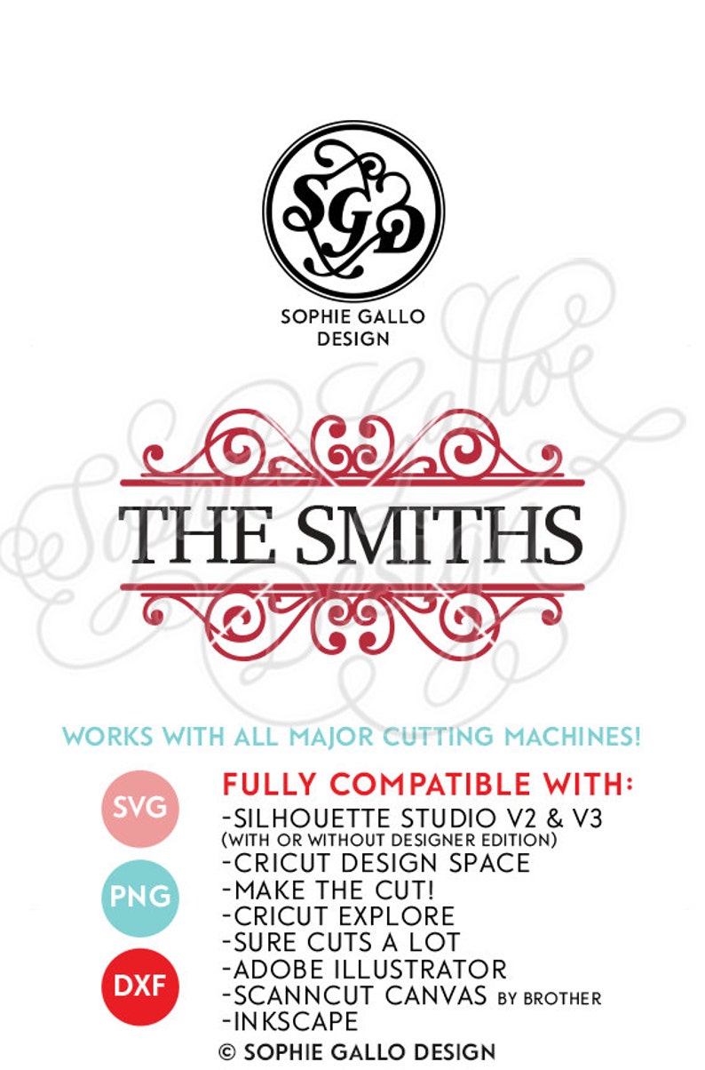 Flourish Name Frame Monogram SVG DXF PNG digital download ...