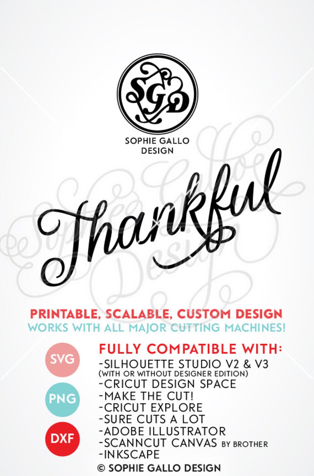 Thankful Script SVG DXF PNG Instant Digital Download Files - Etsy