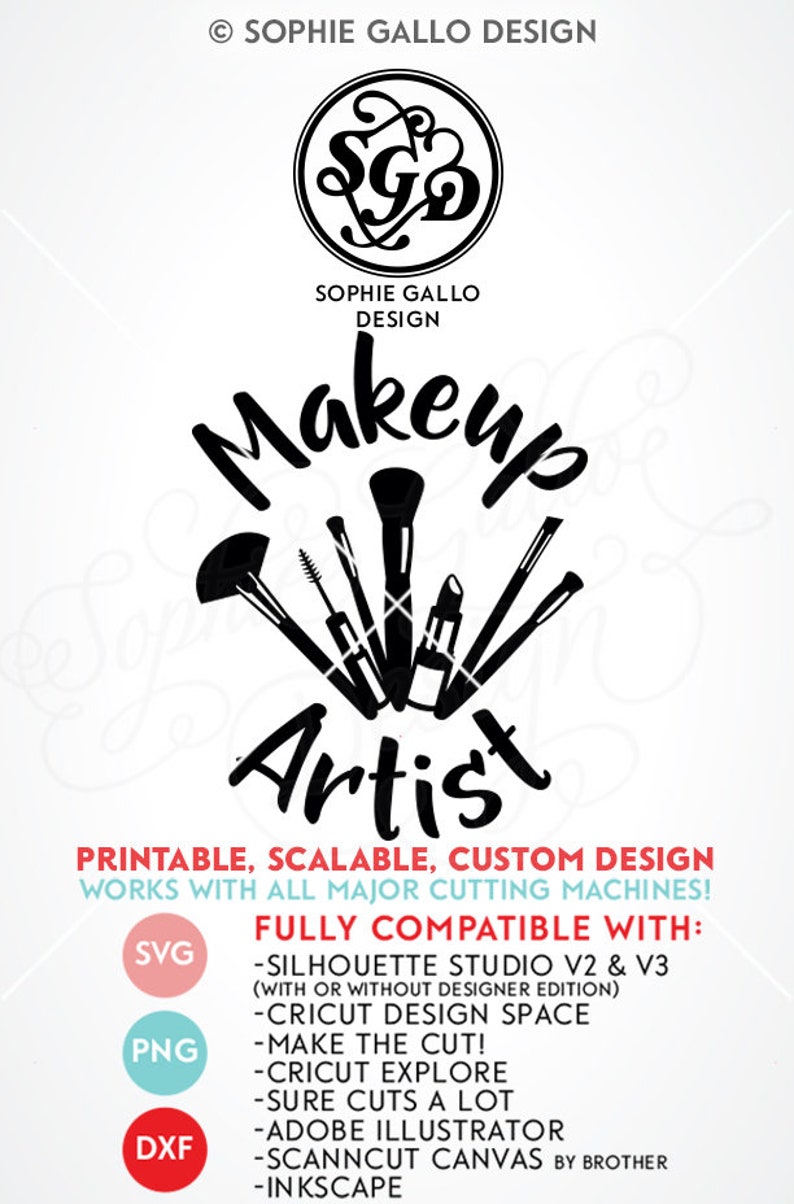 Makeup Artist PNG digital download files for SilhouetteCricut vector clipart graphics Paper Cutting Machine Home Printing DXF SVG