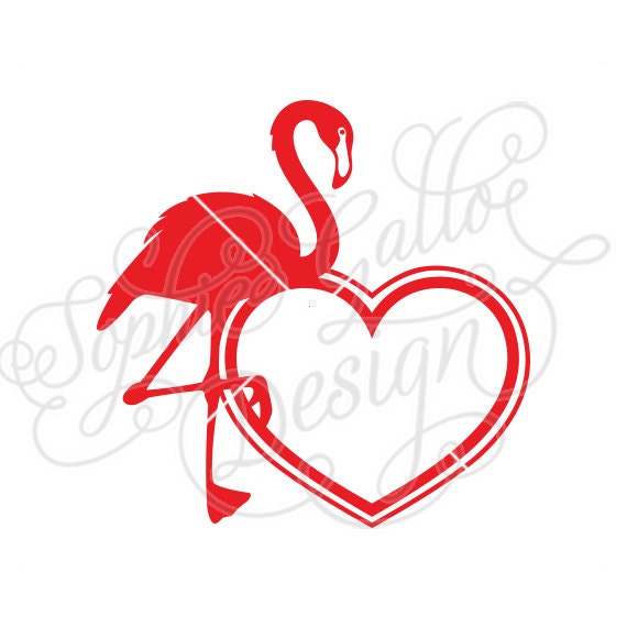 Flamingo Heart Frame Svg Dxf Png Digital Download File For Etsy