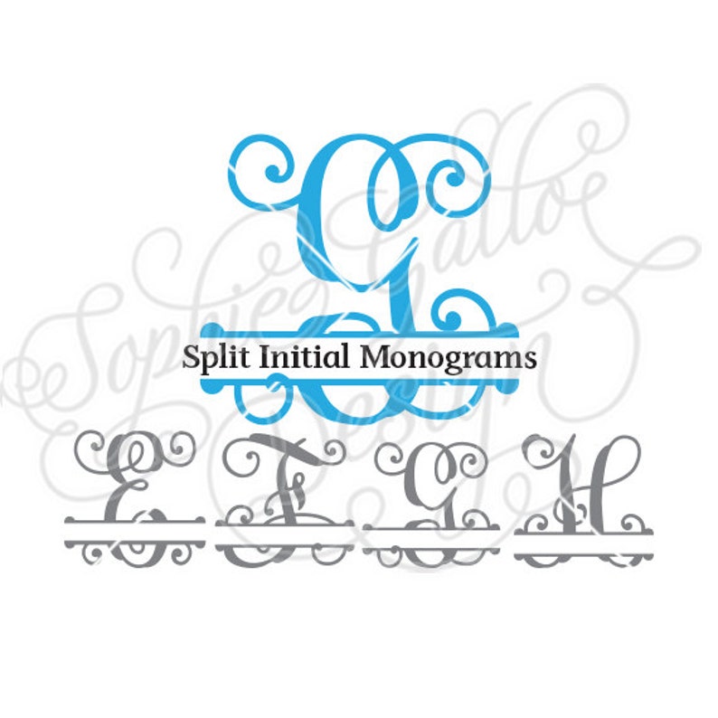 Download Split Monogram Script 2 SVG DXF digital download files for | Etsy