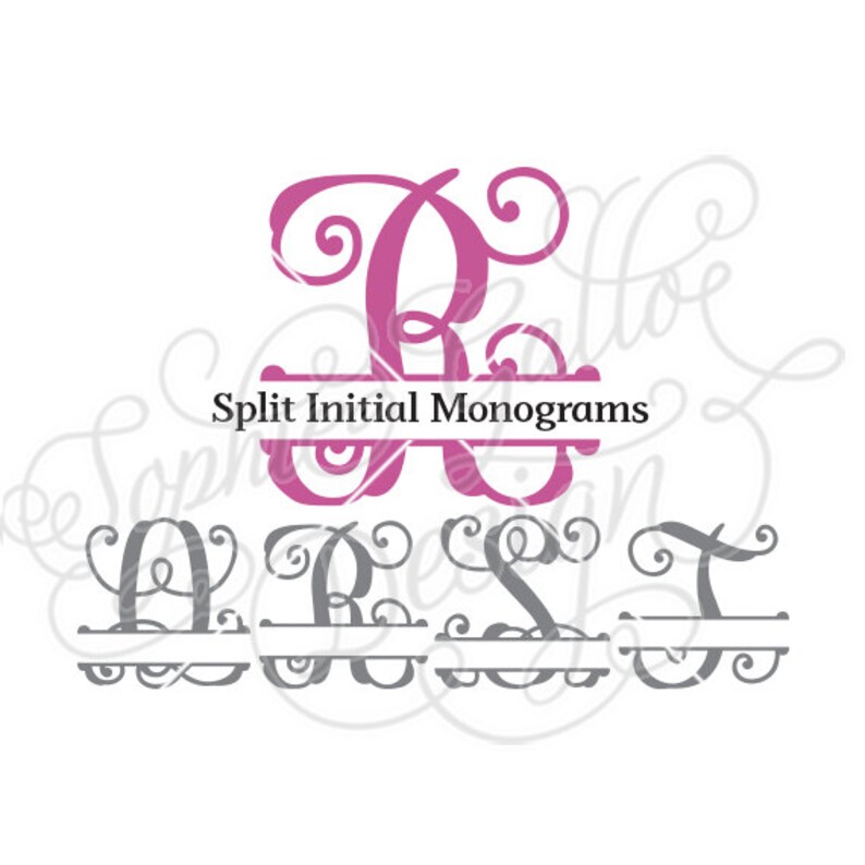 Download Split Monogram Script 5 SVG DXF digital download files for | Etsy