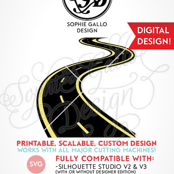 Winding Road- SVG, DXF & PNG digital download files for Silhouette/Cricut Cutting Machines vector graphics Vinyl/ Home Printing