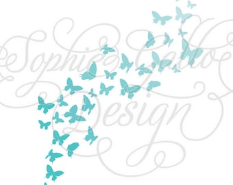 Fluttering Butterflies Cut SVG DXF digital download files Silhouette Cricut vector clip art graphics Vinyl Cutting Machine, Screen Printing