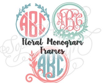 Floral Round Monogram Frames SVG & DXF file for Cricut, Silhouette, Vinyl Cutters and Screen Printing