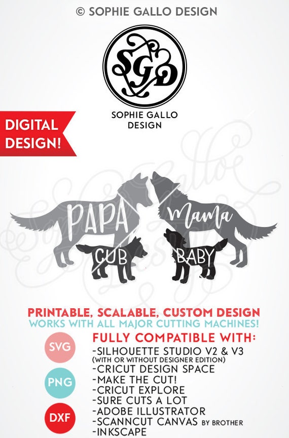Download Wolf Family Logo Svg Dxf Png Digital Download Files For Etsy