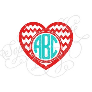 Chevron Heart Valentine Monogram SVG DXF digital download file Silhouette Cricut vector clip art graphics Vinyl Cutting Machine Screen Print