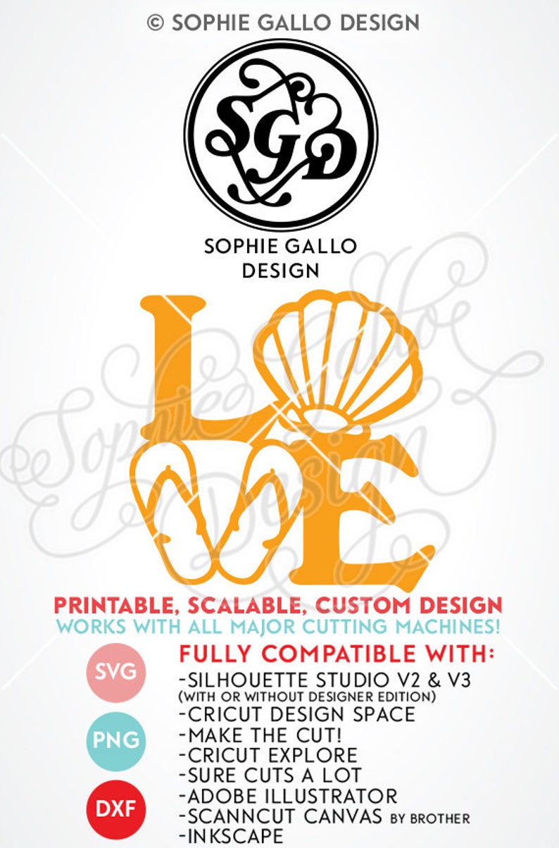 Download Love Beach Flip Flop Sandals SVG DXF & PNG digital download | Etsy