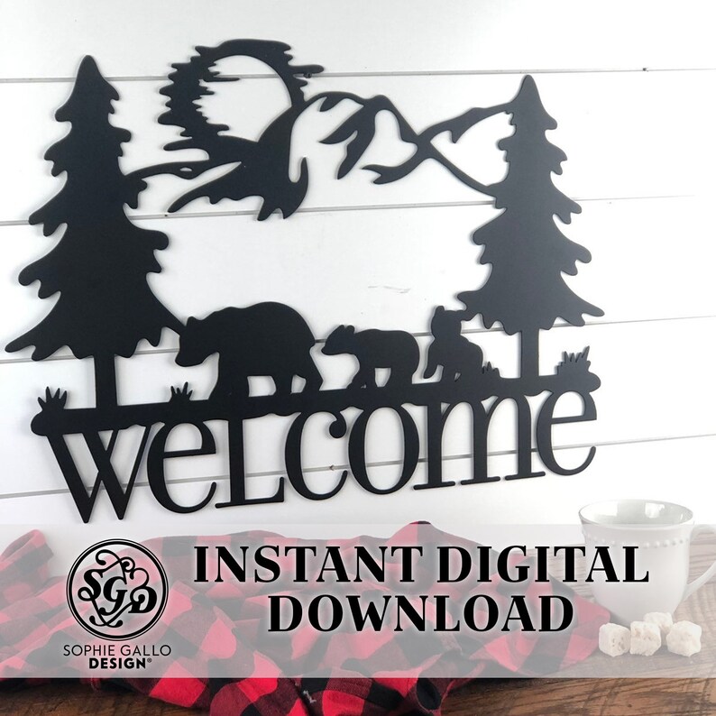Download Bear Family Welcome Sign SVG DXF PNG digital download files | Etsy
