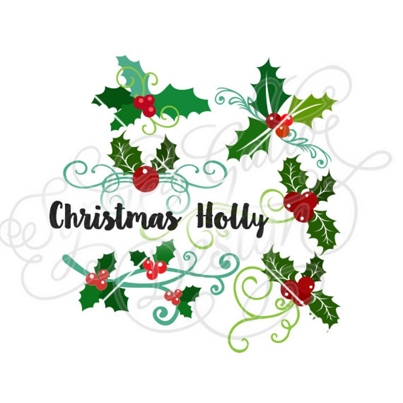 Christmas Holly Flourishes SVG DXF Digital Download File Etsy