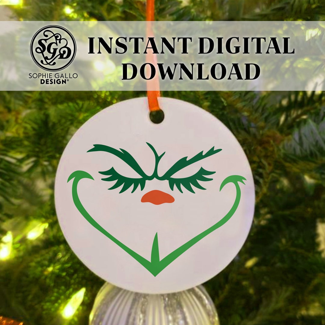 Grinch Face Christmas Ornament SVG DXF PNG Digital Download - Etsy