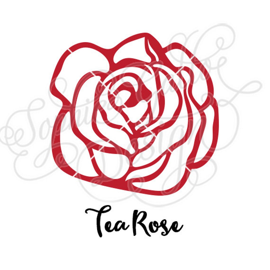 Simple Tea Rose SVG DXF Digital Download Files for Silhouette Cricut ...