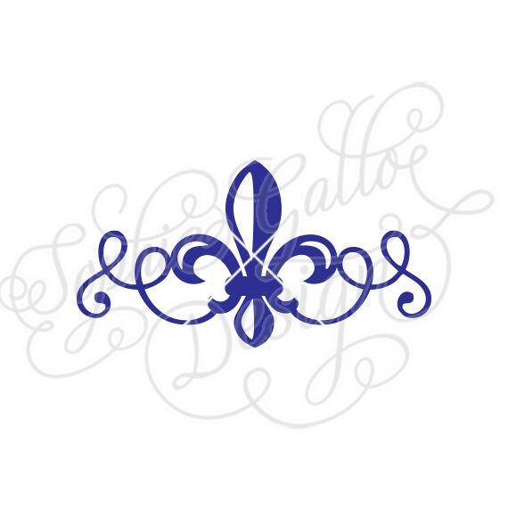 Fancy Fleur De Lis Flourish Scroll Svg Dxf Digital Download Etsy