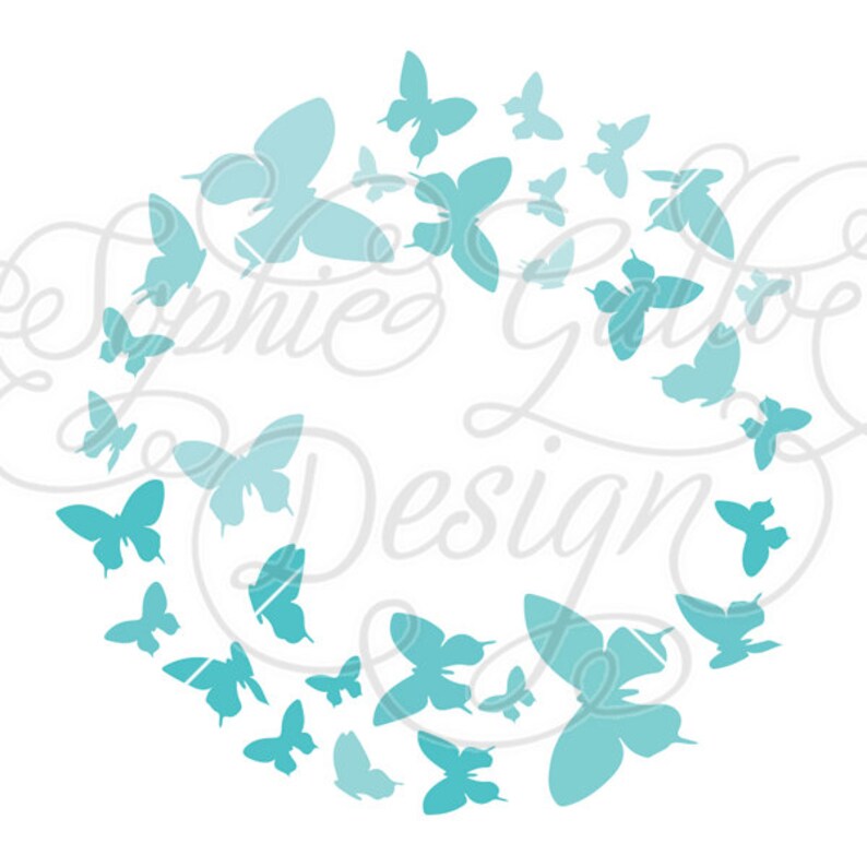 Download Round Fluttering Butterflies SVG DXF digital download files | Etsy
