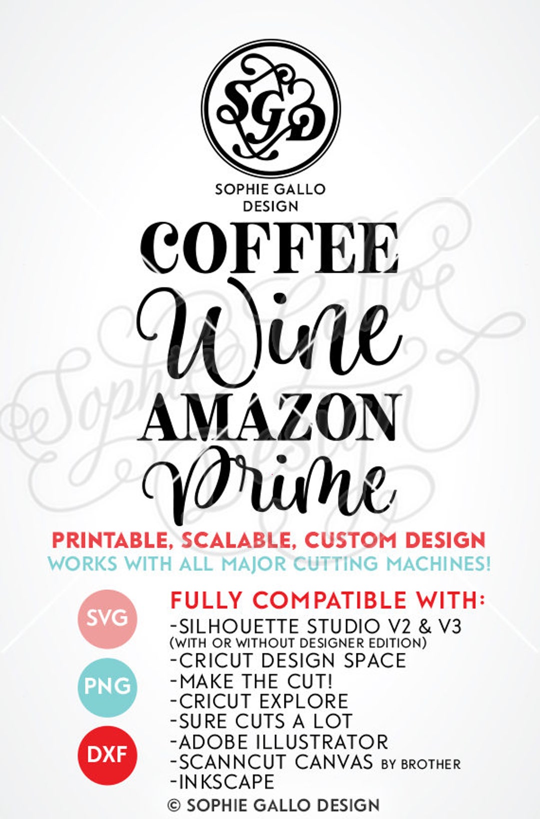 Coffee Wine Amazon Prime SVG DXF PNG Digital Download File for Etsy