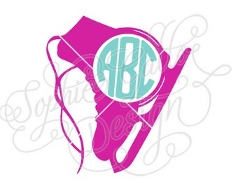 Ice Skate Monogram Frame SVG DXF digital download file Silhouette Cricut vector graphics Clip Art Vinyl Cutting Machines, Screen Printing