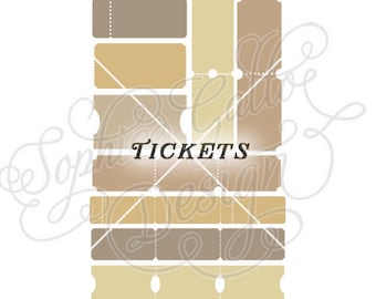 Perforated Carnival Tickets Set SVG DXF digital download file Silhouette Cricut vector clipart graphic Vinyl Cutting Machine Screen Printing