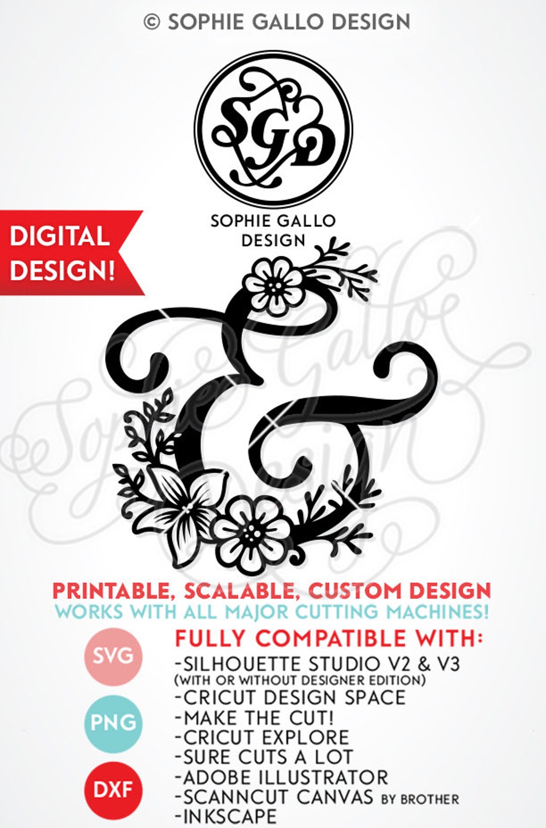 Floral Ampersand SVG DXF Digital Download Files for - Etsy