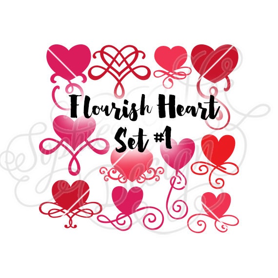 Flourish Heart Valentine Svg Dxf Digital Download Files For Etsy
