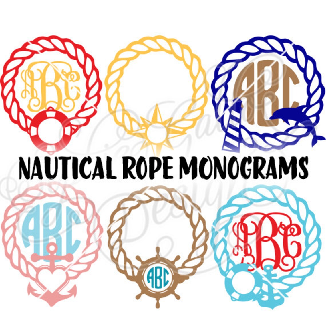 Nautical Rope Monograms SVG DXF Digital Download Files for Etsy