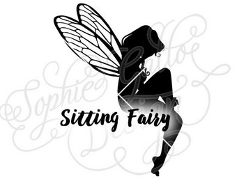 Sitting Fairy SVG, DXF & PNG digital download files for Silhouette Cricut vector clip art graphics Vinyl Cutting Machine, Screen Printing