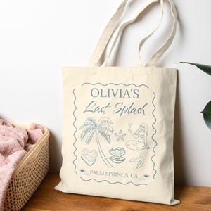 Last Splash Bachelorette Tote Bag, Cotton Canvas Tote Bag, Mermaid Bachelorette Party Favors, Seaside Coastal Bach Welcome Tote